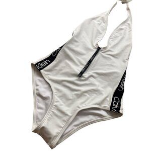 Calvin Klein One Piece Bathing Swim Suit Womens Small NWOT Zip Up Scuba Resort